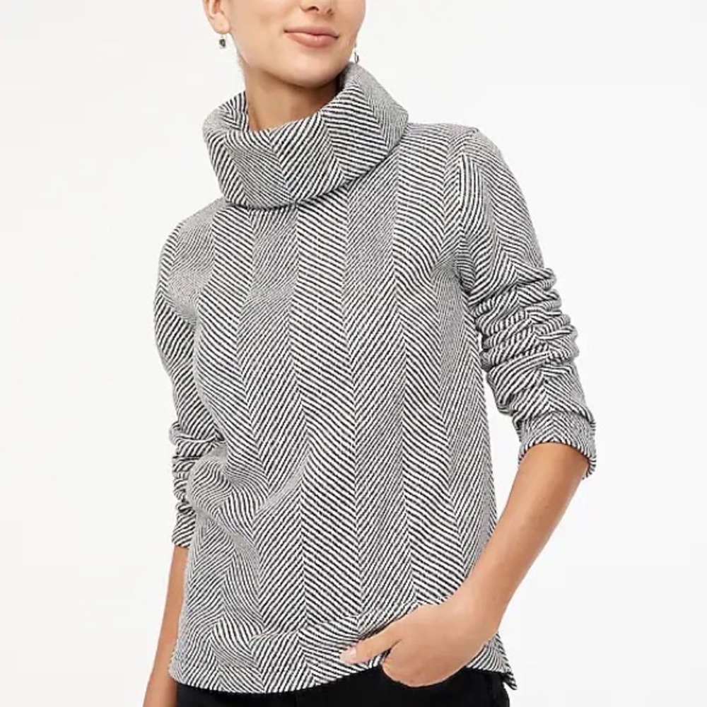 J.Crew Factory Herringbone Funnelneck Pullover